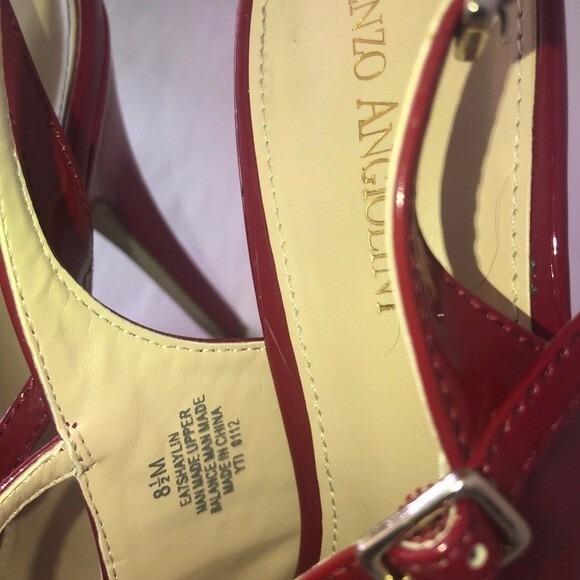 Enzo Angiolini Red Patent Leather Peep Toe Slingback Platform Heels - Picture 8 of 16